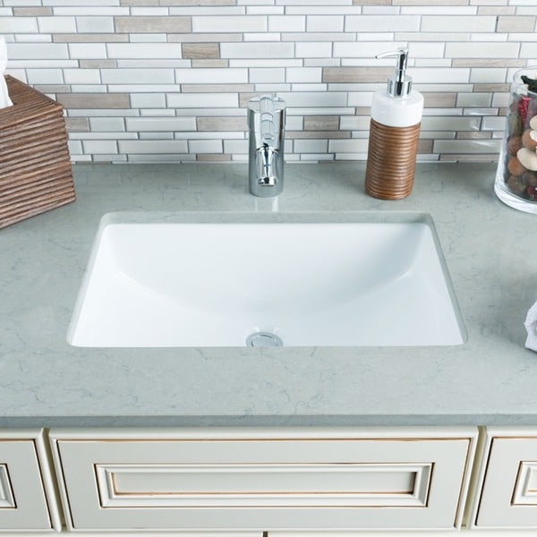 Shop Hahn White Ceramic Large Rectangular Undermount Bathroom Sink ...