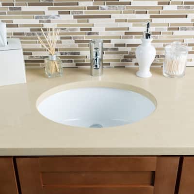 Hahn Ceramic White Medium Oval Bowl Undermount Bathroom Sink
