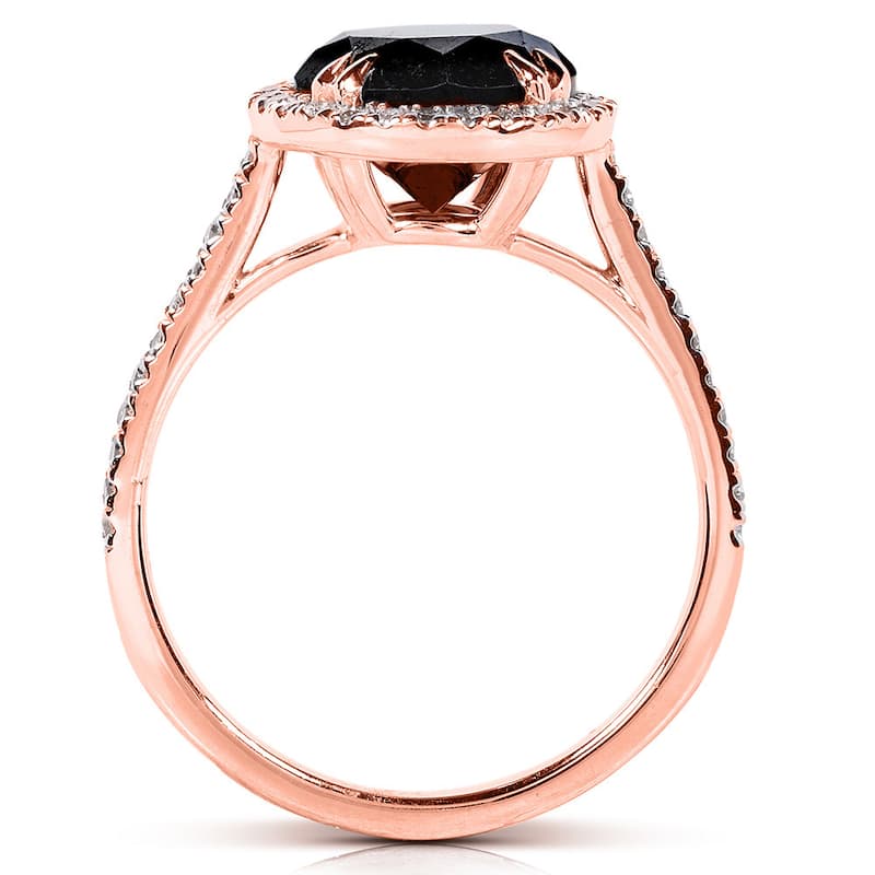 Annello by Kobelli 14k Gold 3 7/8ct TDW Black and White Diamond Halo Ring