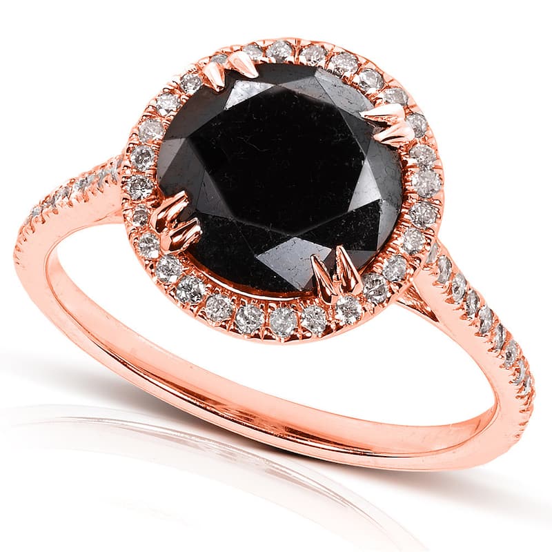 Annello by Kobelli 14k Gold 3 7/8ct TDW Black and White Diamond Halo Ring