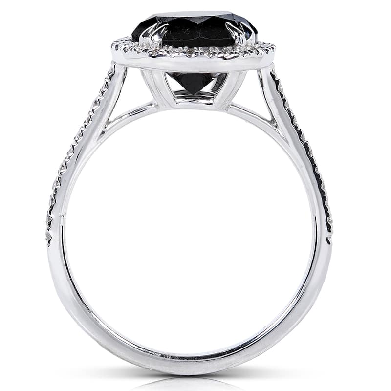 Annello by Kobelli 14k Gold 3 7/8ct TDW Black and White Diamond Halo Ring