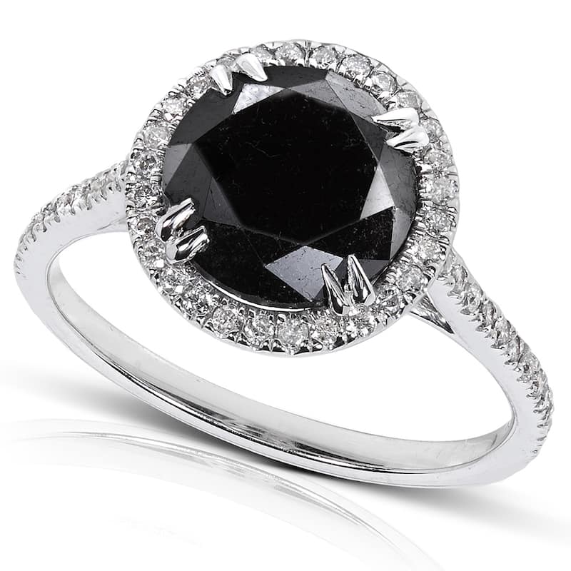 Annello by Kobelli 14k Gold 3 7/8ct TDW Black and White Diamond Halo Ring