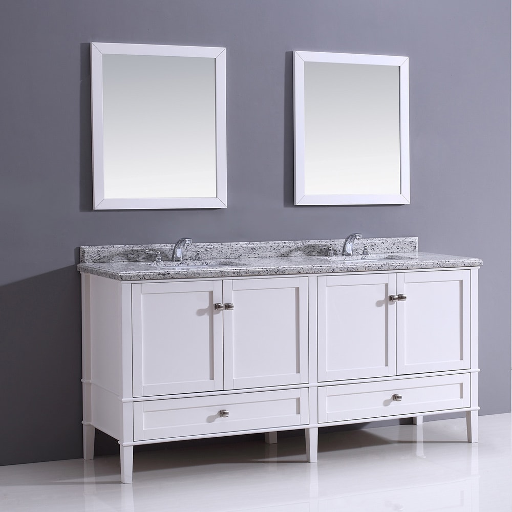 Wyndenhall Castlemore 72 inch White Bathroom Vanity With Giallo White Granite Top White Size Double Vanities