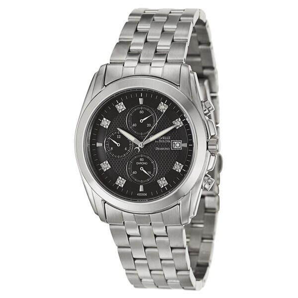 Caravelle by Bulova Men's 'Diamond' Stainless Steel Chronograph Watch ...