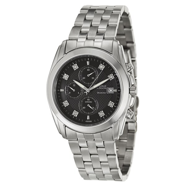 Shop Caravelle by Bulova Men's 'Diamond' Stainless Steel Chronograph ...