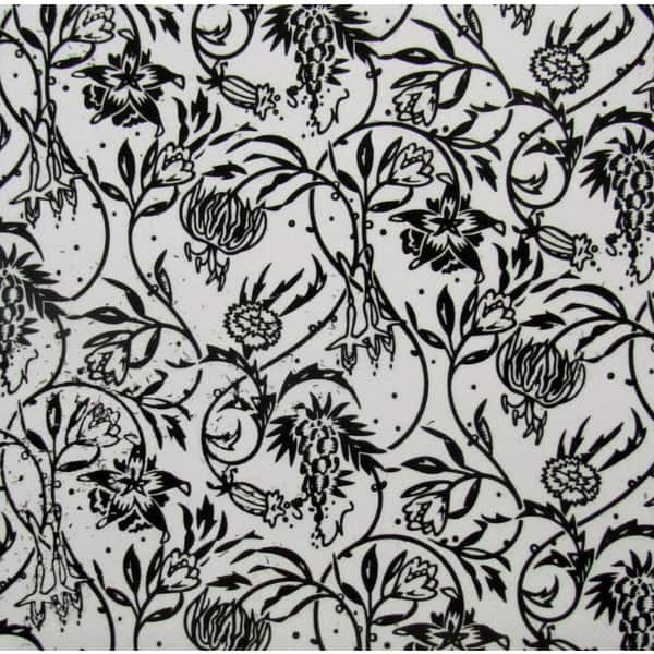 Black and White Leaves and Flowers Ceramic Wall Tiles (Pack of 20 ...