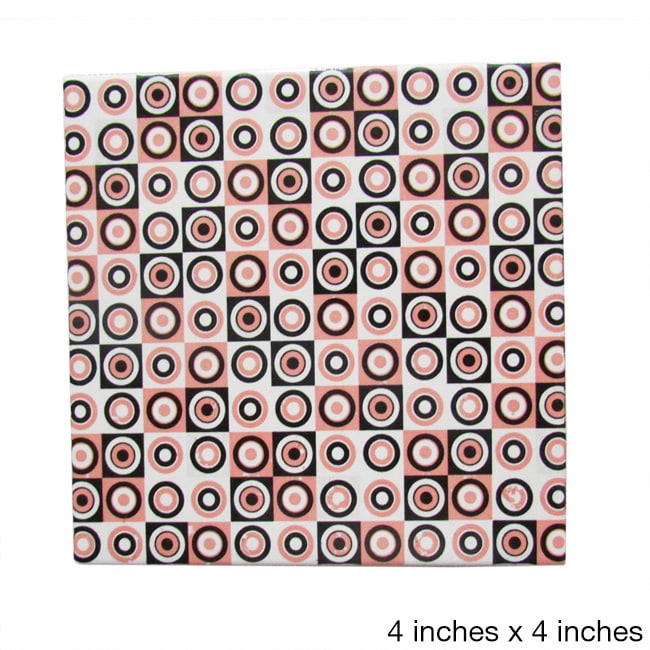 Ceramic Wall Tile Checkered Circle Pattern (pack Of 20)