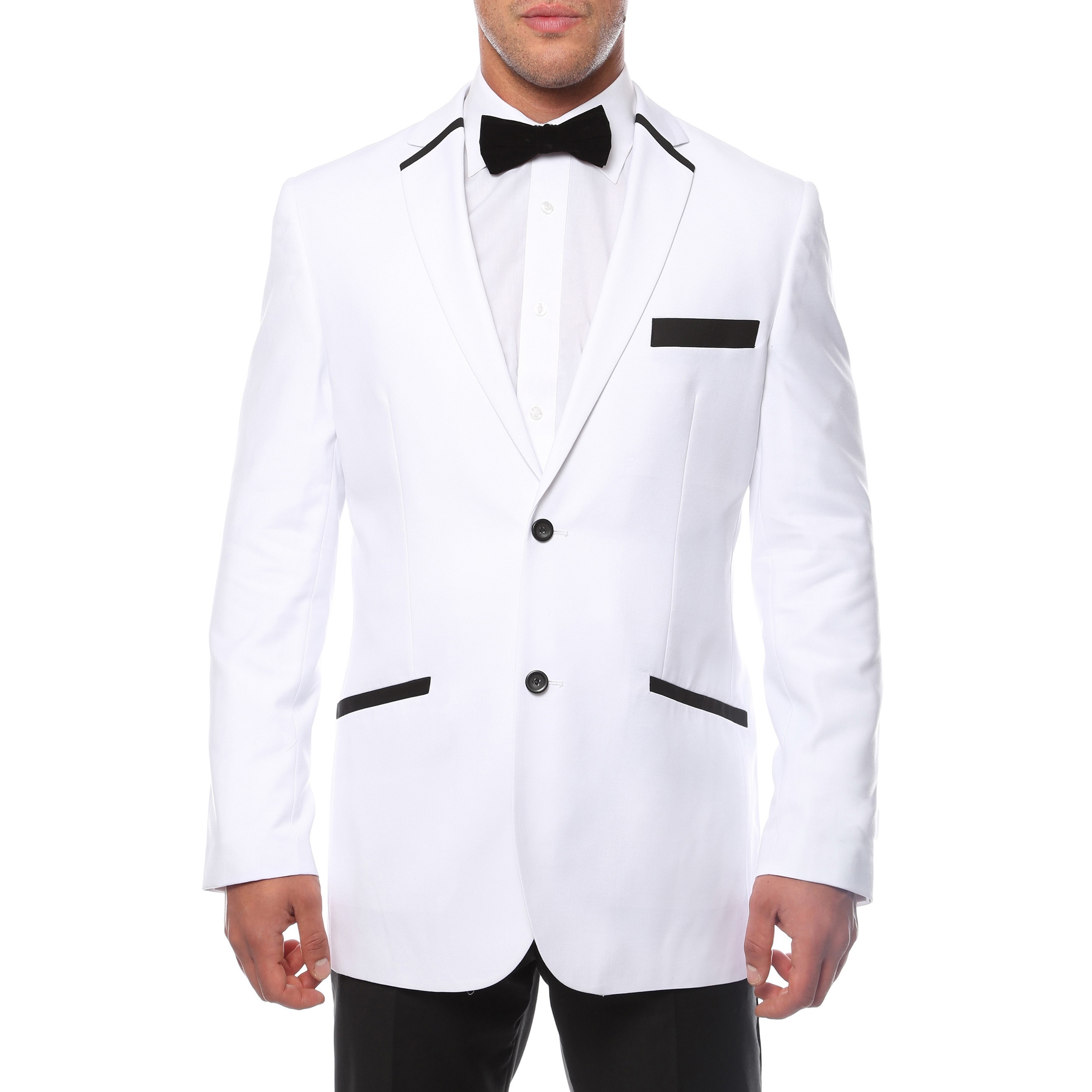 Shop Ferrecci Men's Slim Fit White and Black 2-button Blazer - Free ...