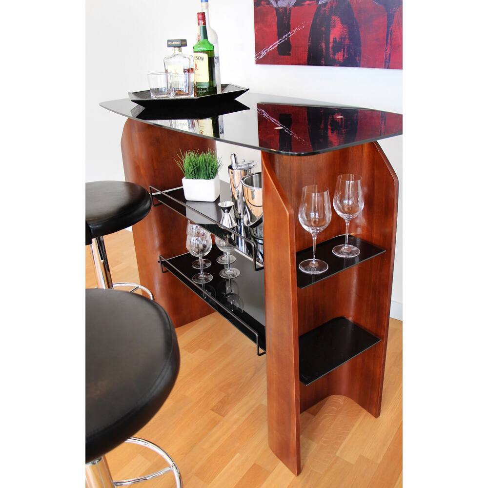 Ladder Bent Walnut 42.5-inch Height Wood Home Bar