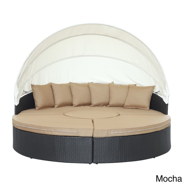 Modway Taiji Outdoor Wicker Patio Daybed with Ottoman and Cushions