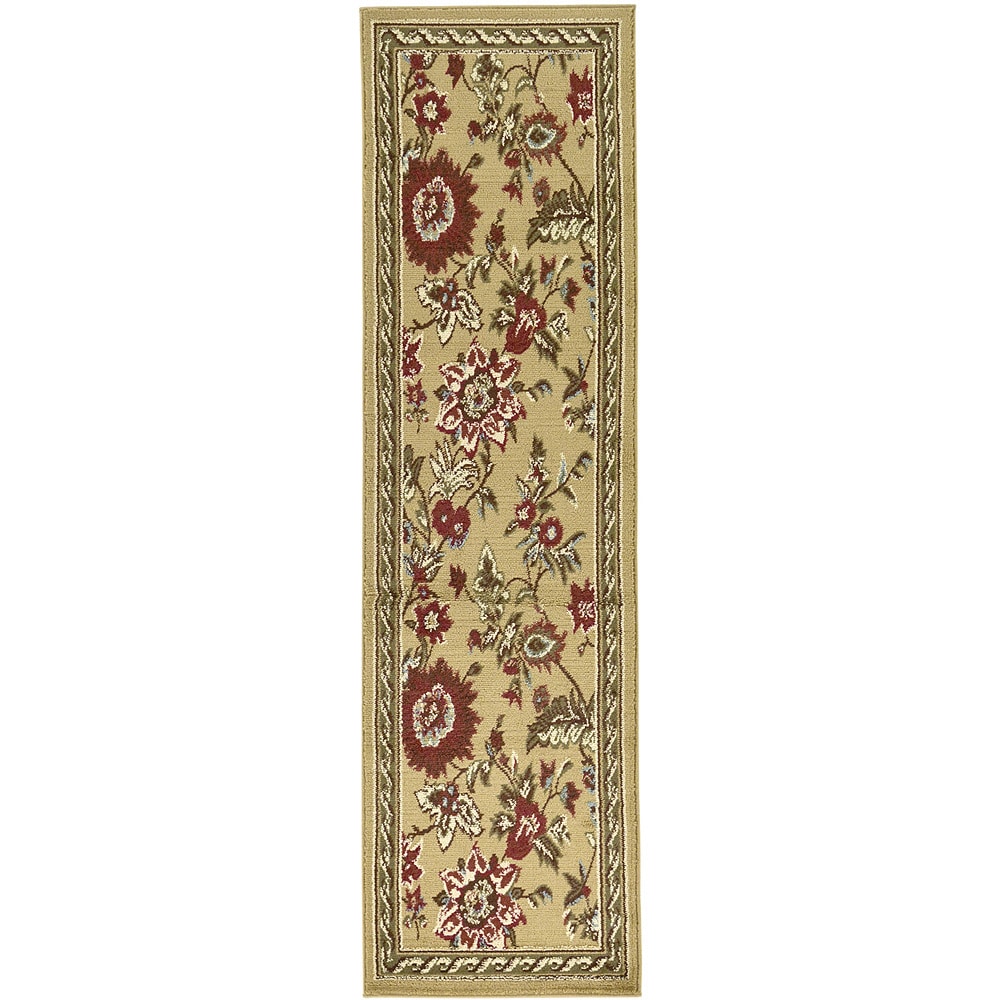 Floral Design Beige/ Multi Runner Rug (2x7)