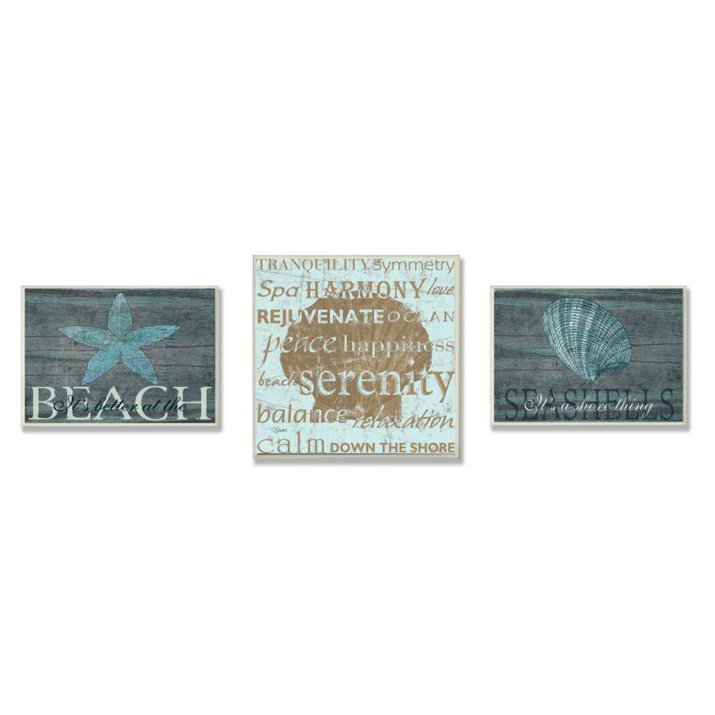 Marilu Windvand and Carole Stevens 'Better Beach Serenity' 3-piece Oversized Wall Plaque Set