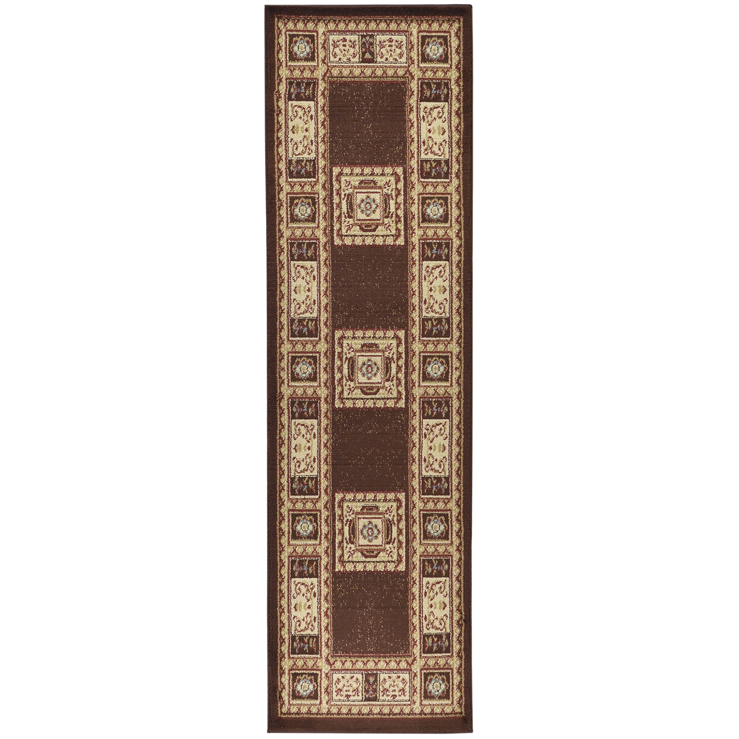 Brown Traditional European Design Runner Rug (2x7)