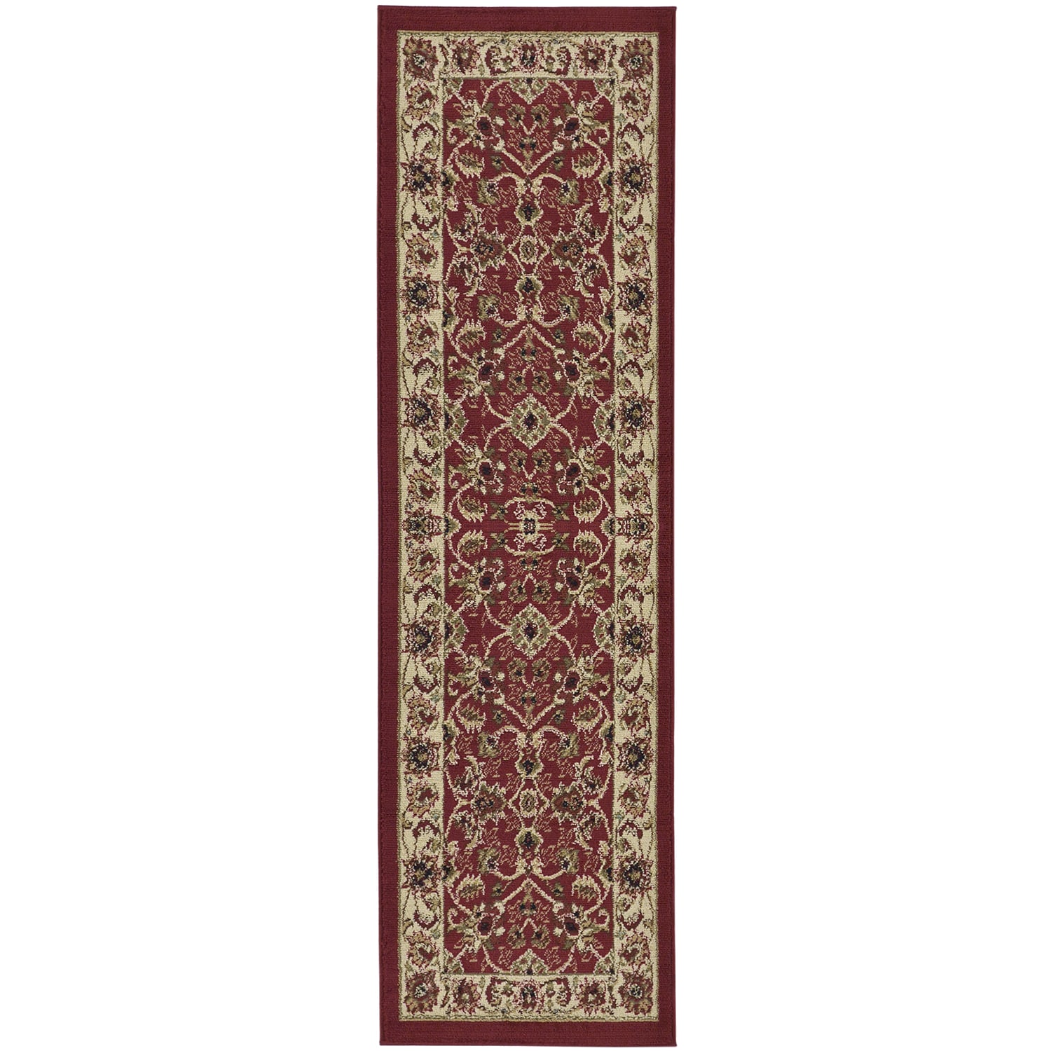 Dark Red Traditional Oriental Design Runner Rug (2x7)