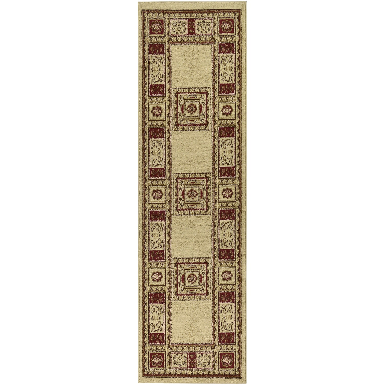 Beige Traditional European Design Runner Rug (2x7)