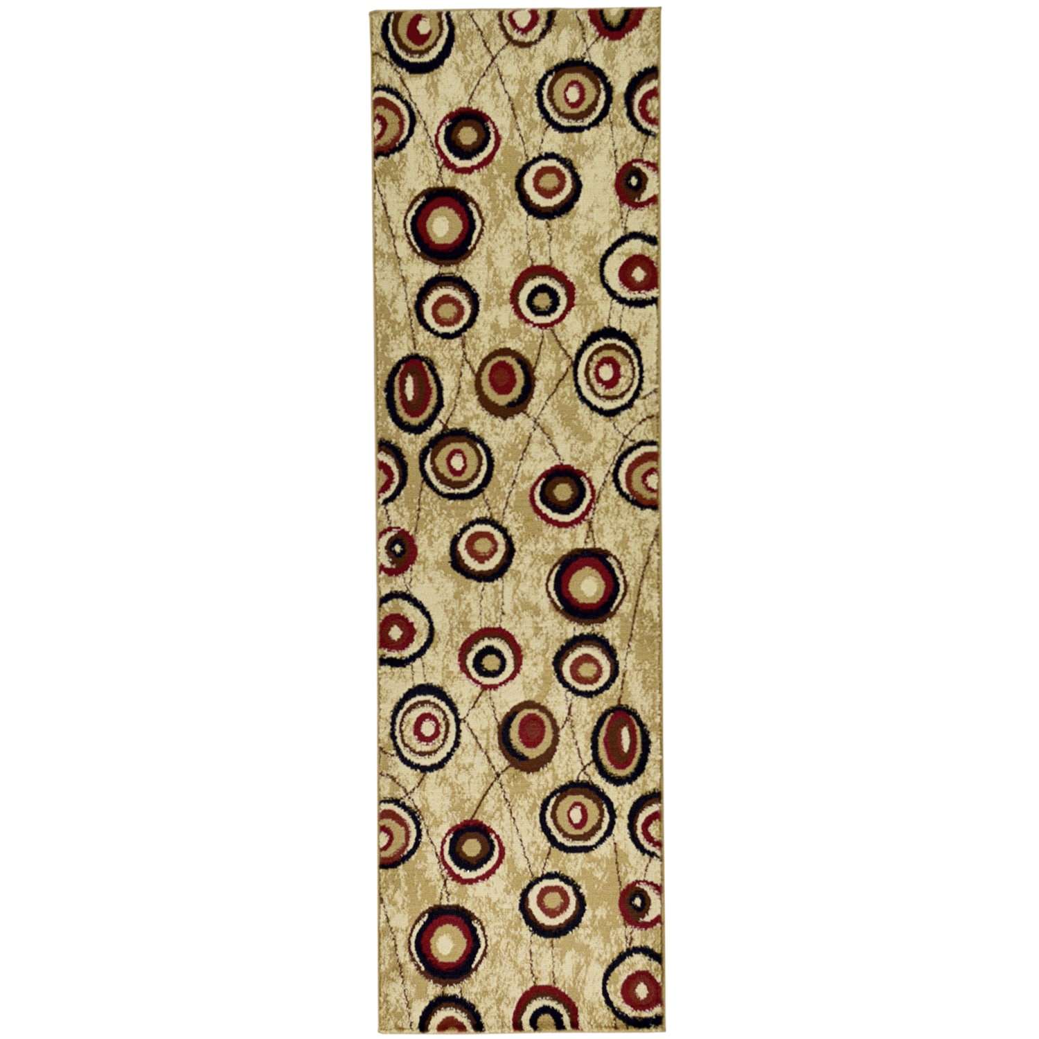 Beige Contemporary Abstract Design Runner Rug (2x7)