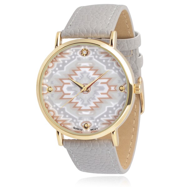 Geneva Platinum Women's Faux Leather Round Face Watch Free Shipping