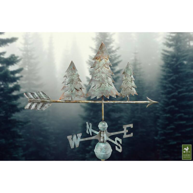 Pine Trees Blue Verde Copper Weathervane by Good Directions