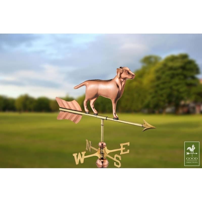 Labrador Retriever Pure Copper Garden Weathervane with Garden Pole by Good Directions
