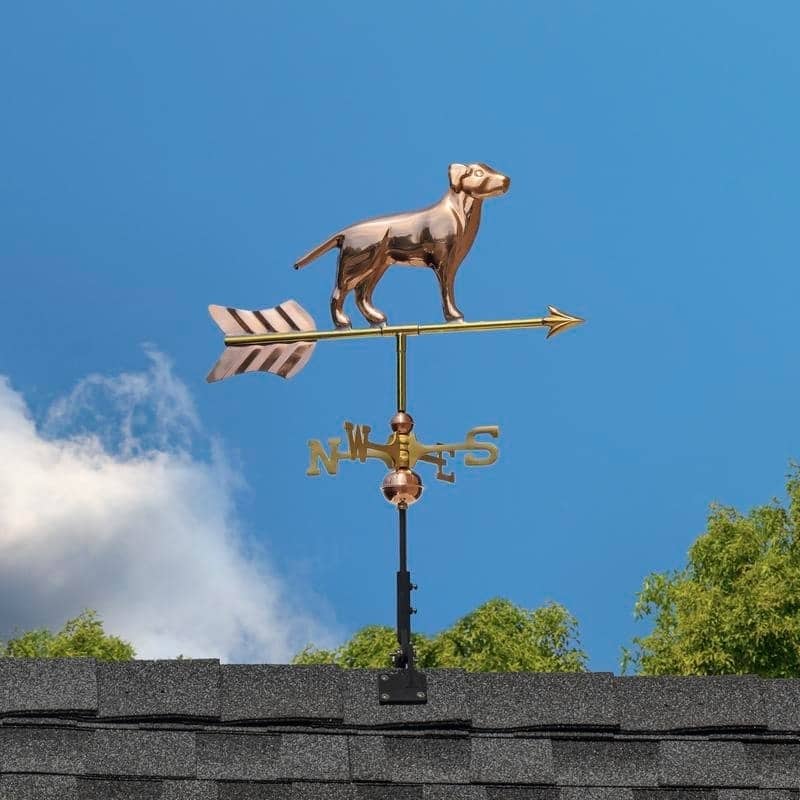 Labrador Retriever Pure Copper Garden Weathervane with Garden Pole by