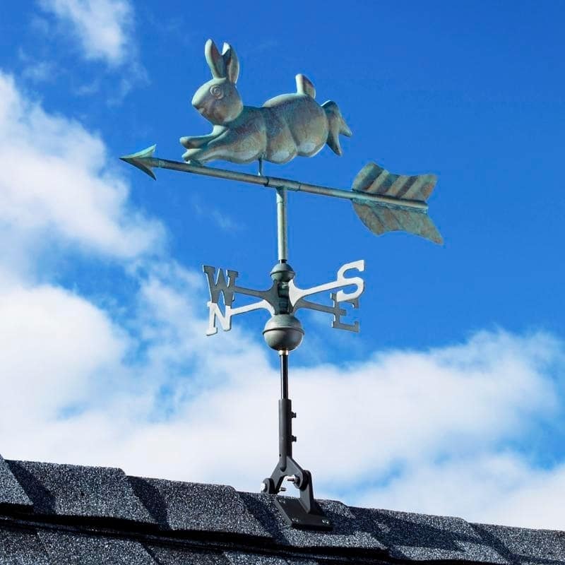 Rabbit Blue Verde Copper Garden Weathervane with Garden Pole by Good Directions