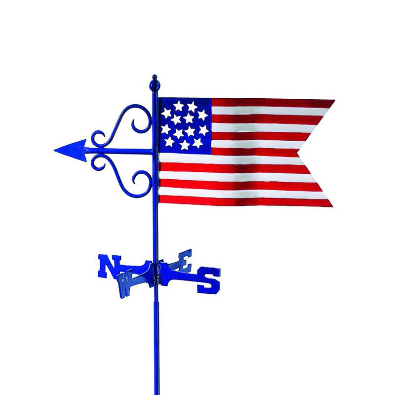 Americana Flag Garden Weathervane with Garden Pole by Good Directions