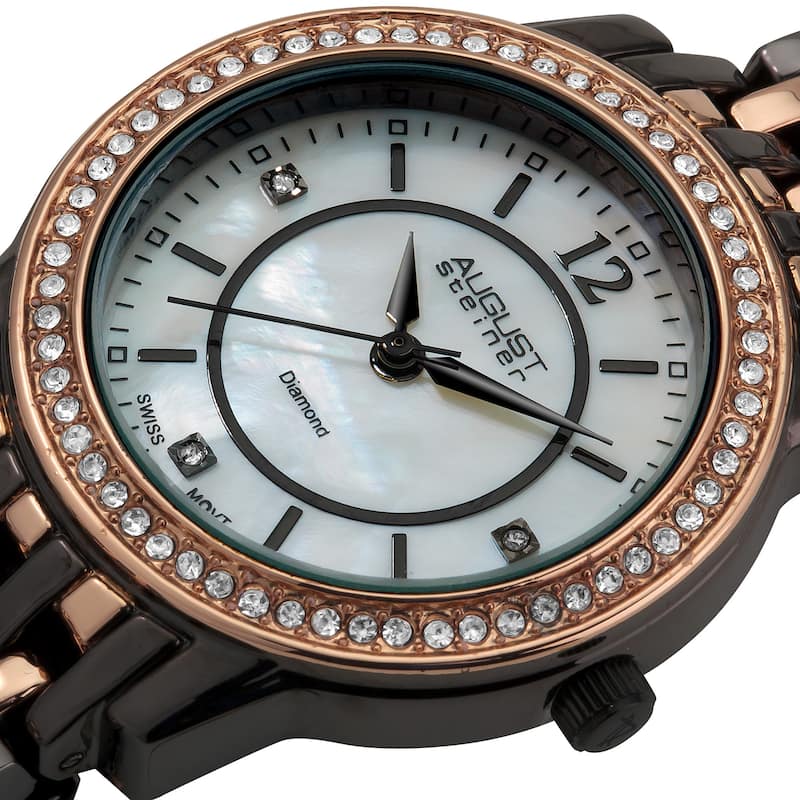 August Steiner Women's Dazzling Diamond Bracelet Watch Set