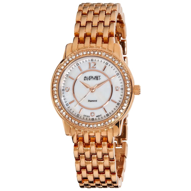 August Steiner Women's Dazzling Diamond Bracelet Watch Set
