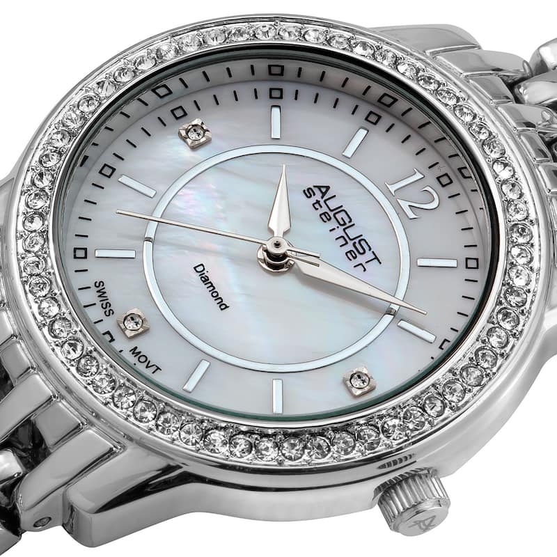 August Steiner Women's Dazzling Diamond Bracelet Watch Set