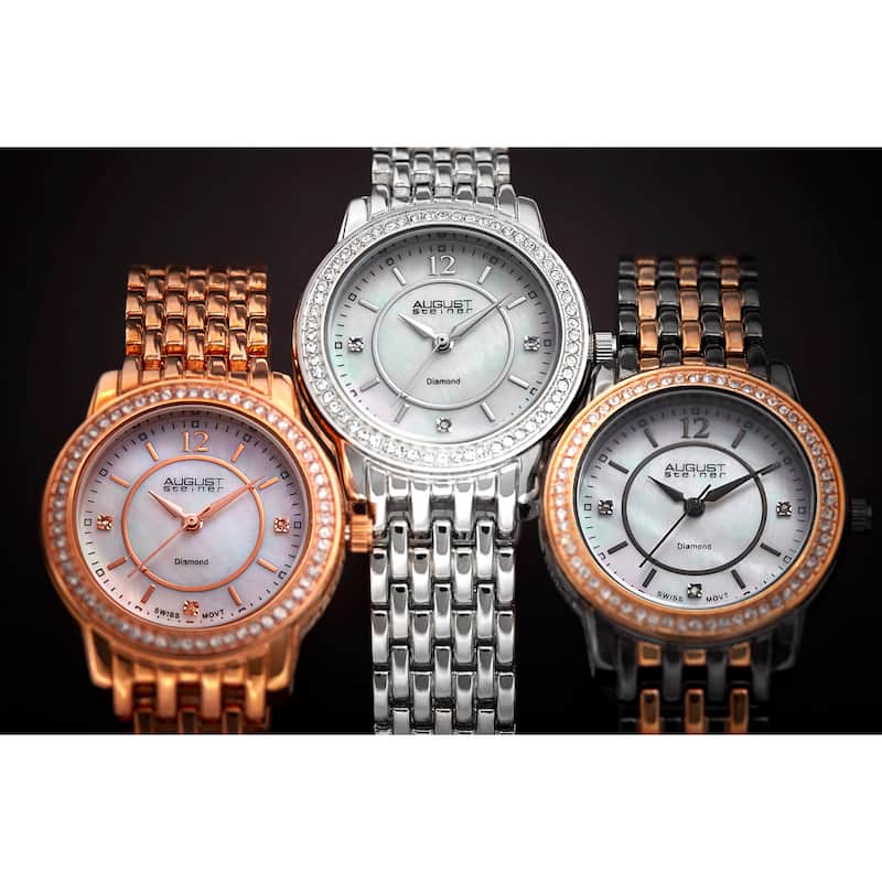 August Steiner Women's Dazzling Diamond Bracelet Watch Set