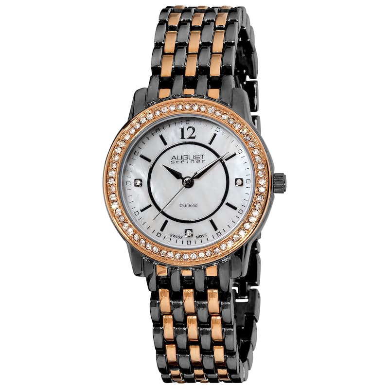 August Steiner Women's Dazzling Diamond Bracelet Watch Set