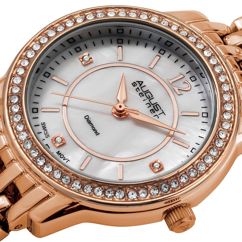 August Steiner Women's Dazzling Diamond Bracelet Watch Set