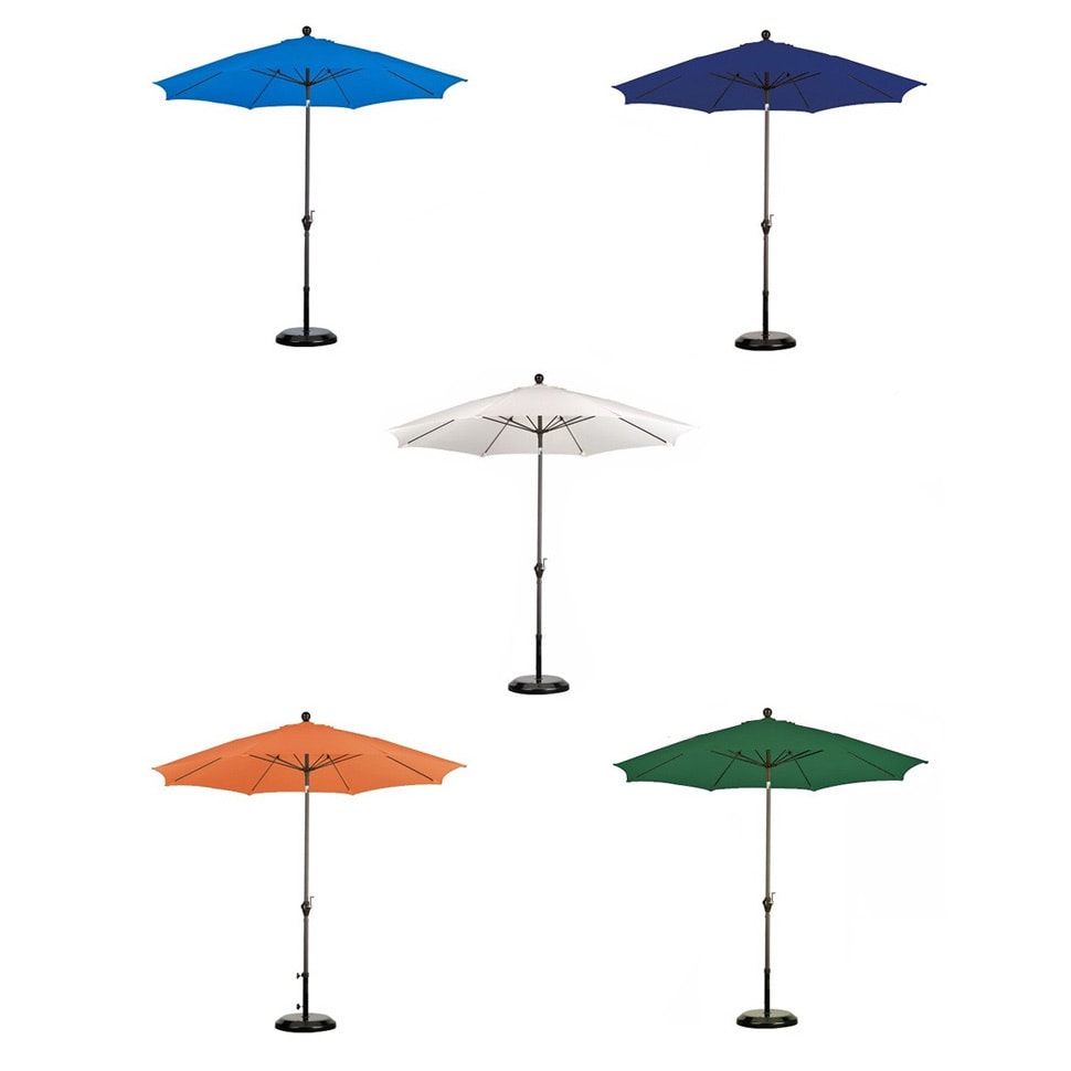 Escada Poly Aluminum Crank And Tilt 9 foot Patio Umbrella With Base Blue Size 9 foot