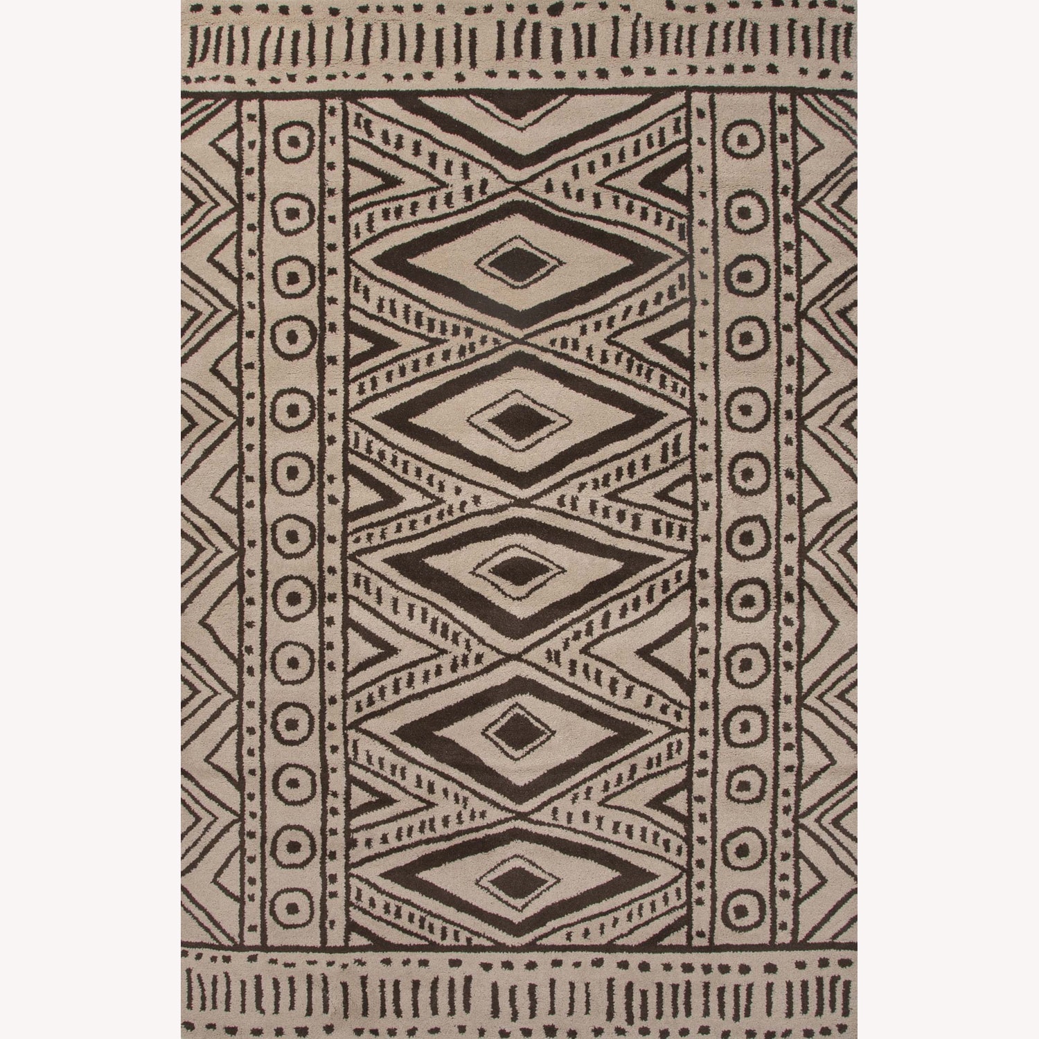 Hand Tufted Abstract Pattern Ivory/black Wool Rug (5x8)