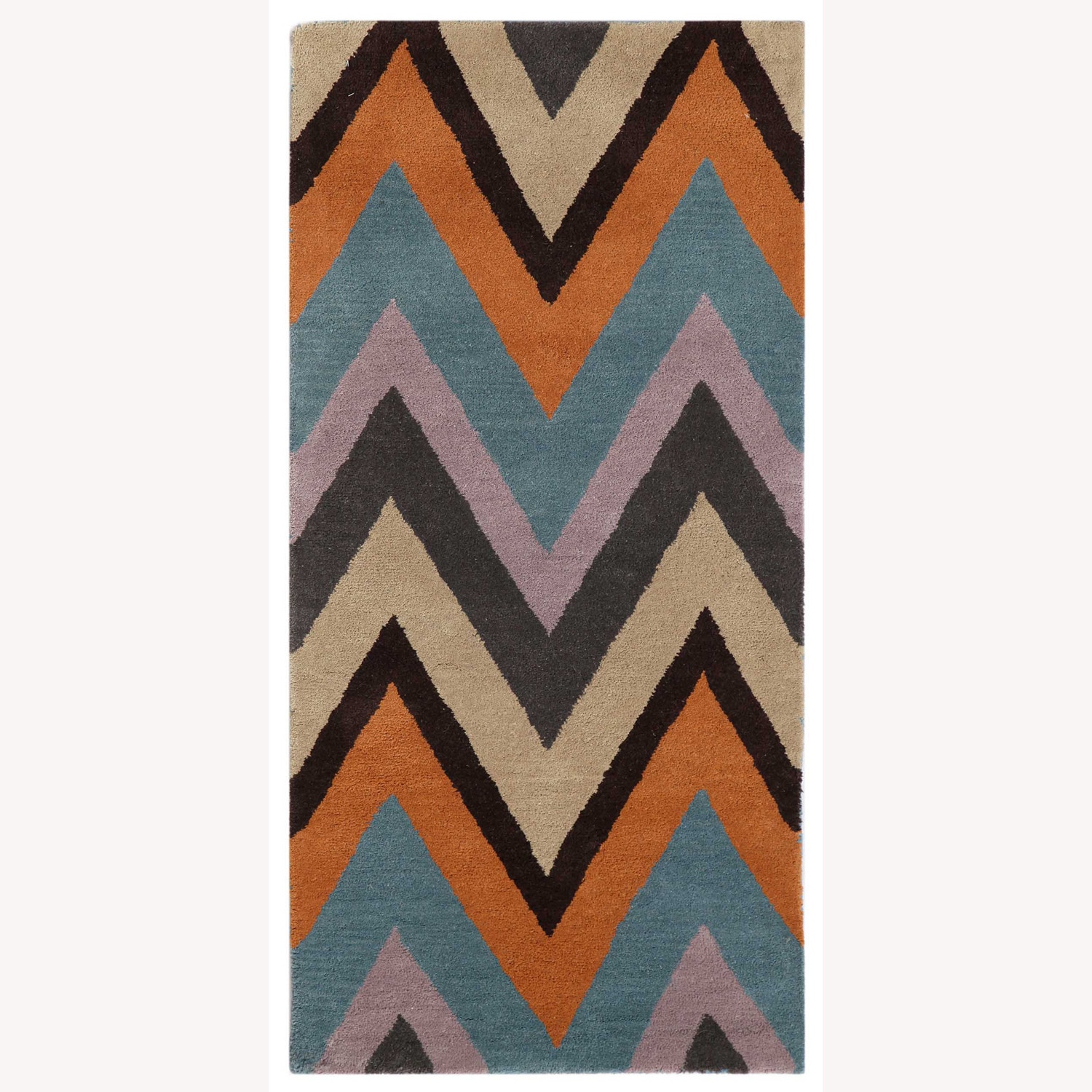 Hand tufted Geometric Pattern Blue Wool Rug (2.6x5.6)