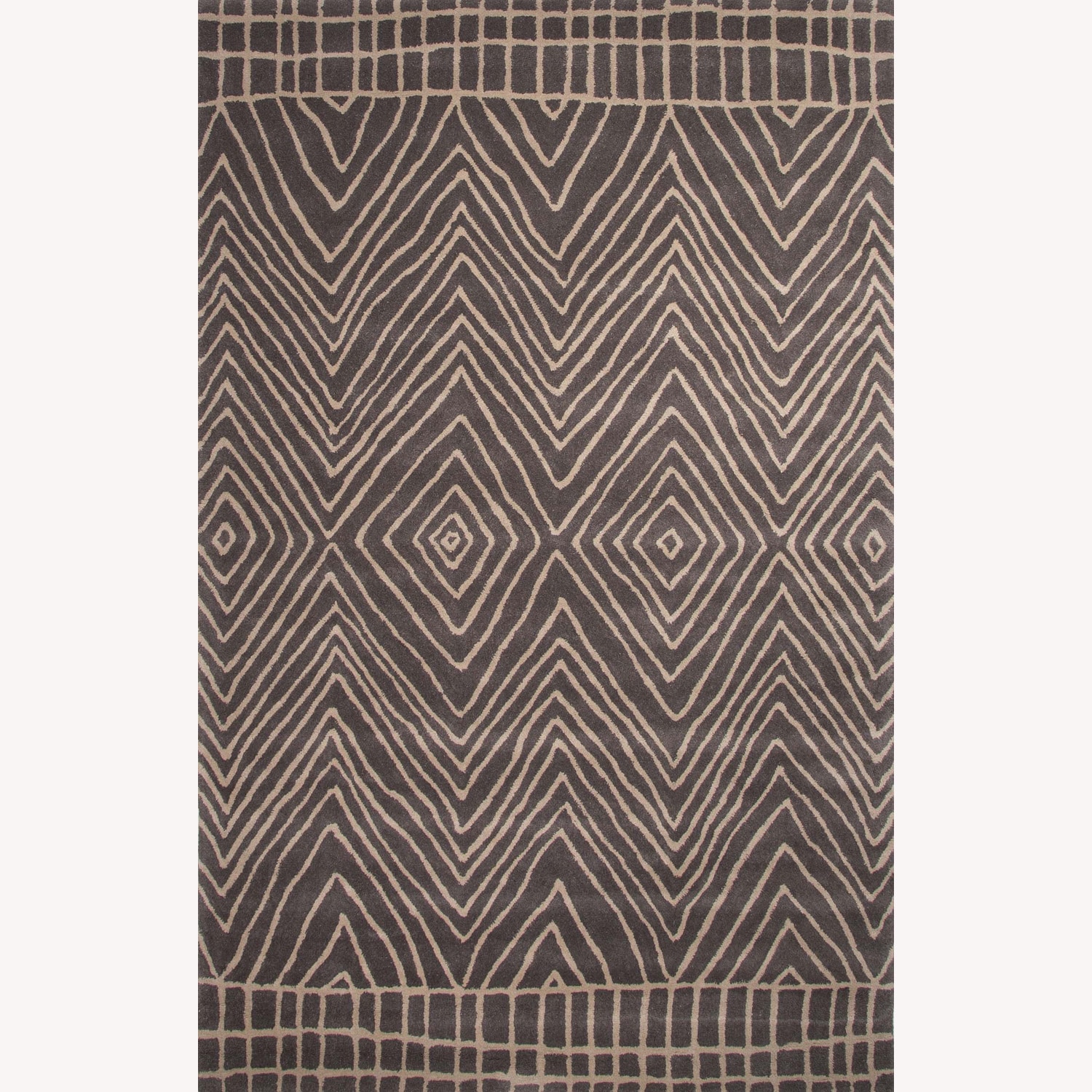 Hand tufted Abstract Pattern Gray/black Wool Rug (8x10)