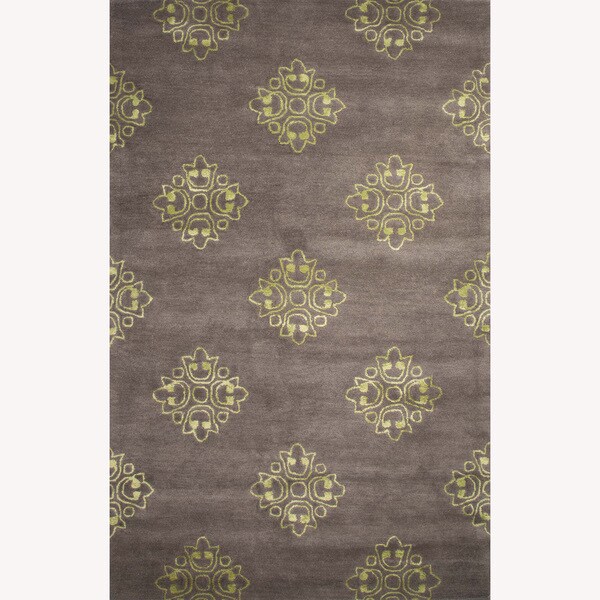 Shop HandTufted Abstract Pattern Grey/Green Wool/Art Silk Rug (5'x8
