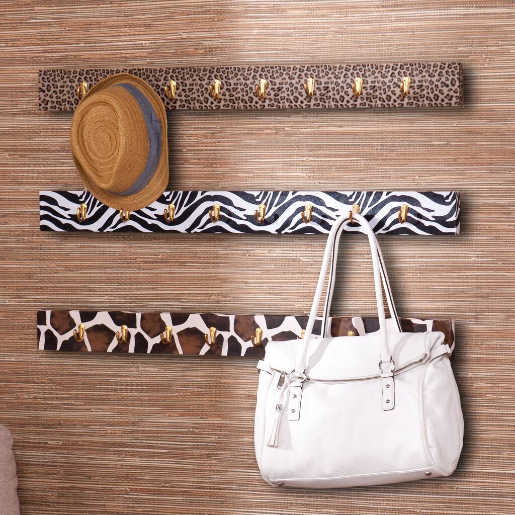 SEI Furniture Delia Animal Print Wall Coat/ Purse Hook 3 Piece System