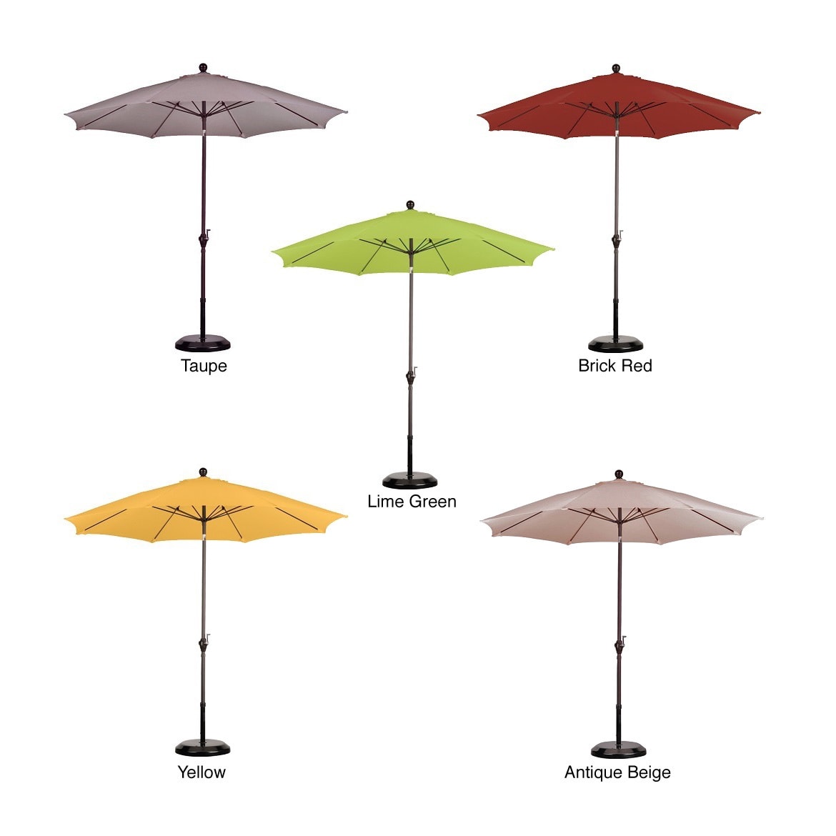 9 foot Aluminum/ Poly Crank And Tilt Umbrella With Base