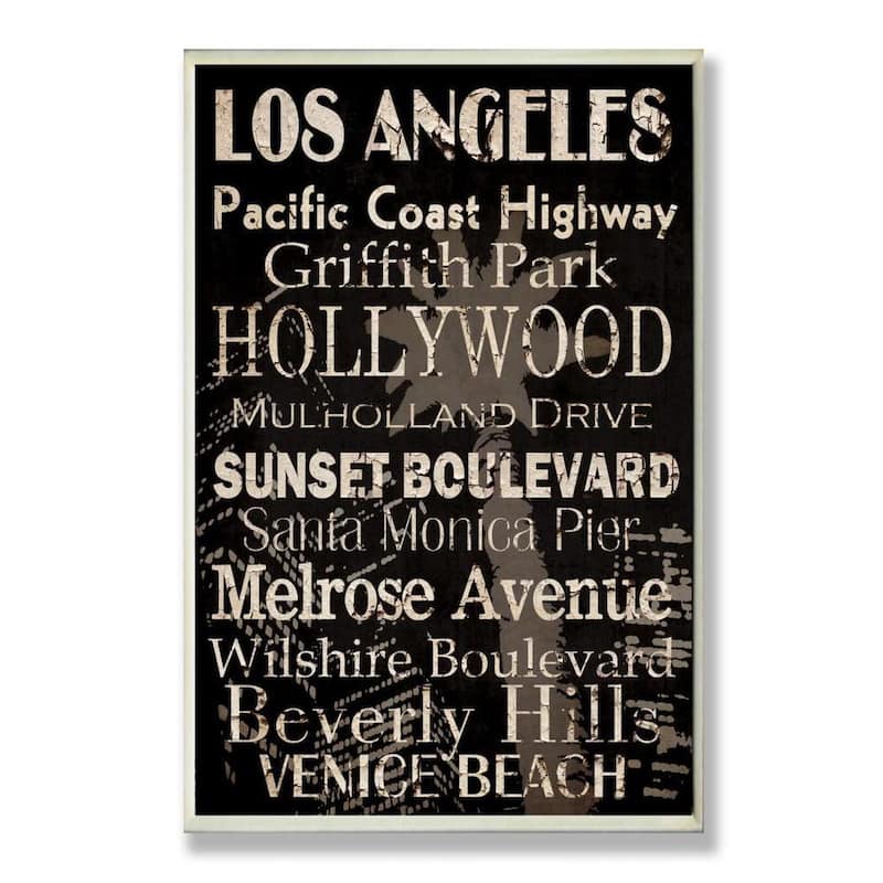 Stupell Grace Pullen 'Los Angeles Cities and Words' Typography Wall Plaque