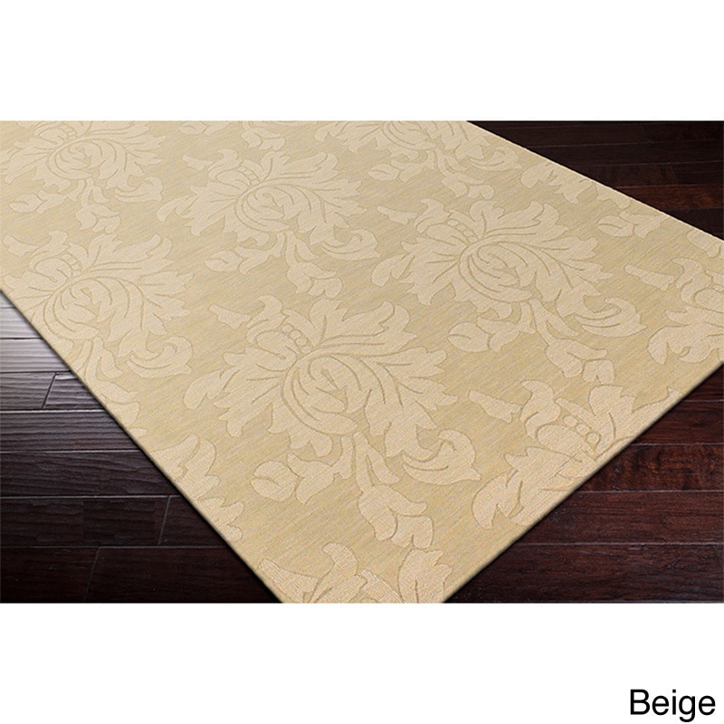 Hand loomed Otero Solid Tone on tone Contemporary Floral Wool Area Rug (5 X 79)