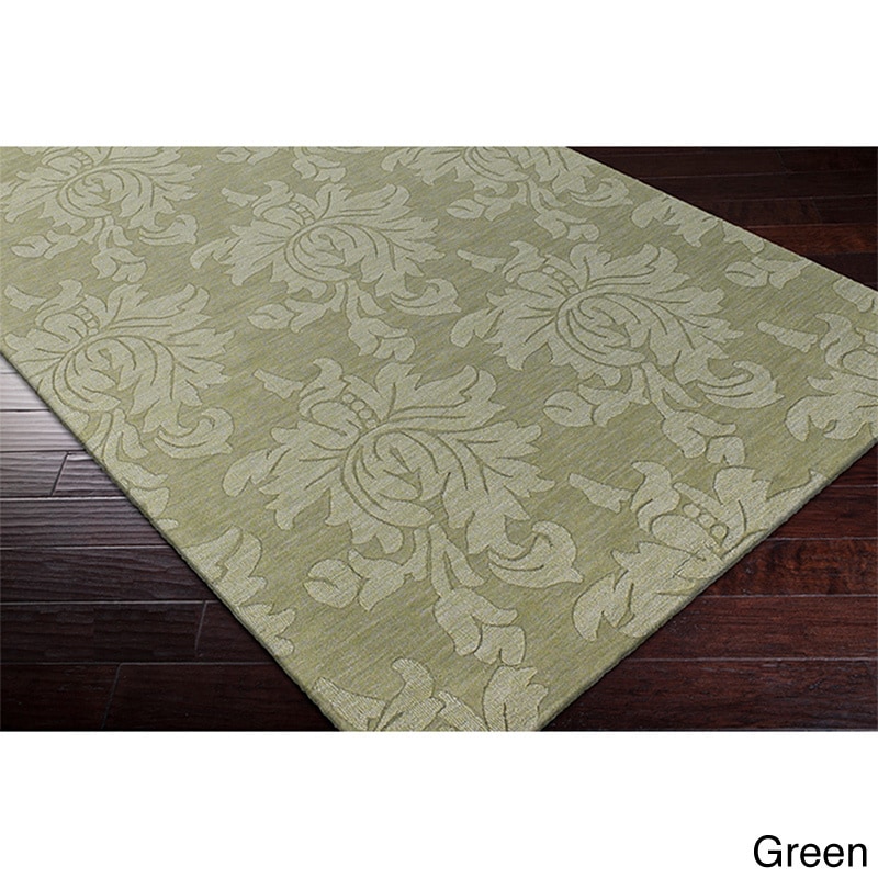 Hand loomed Otero Solid Tone on tone Contemporary Floral Wool Area Rug (5 X 79)