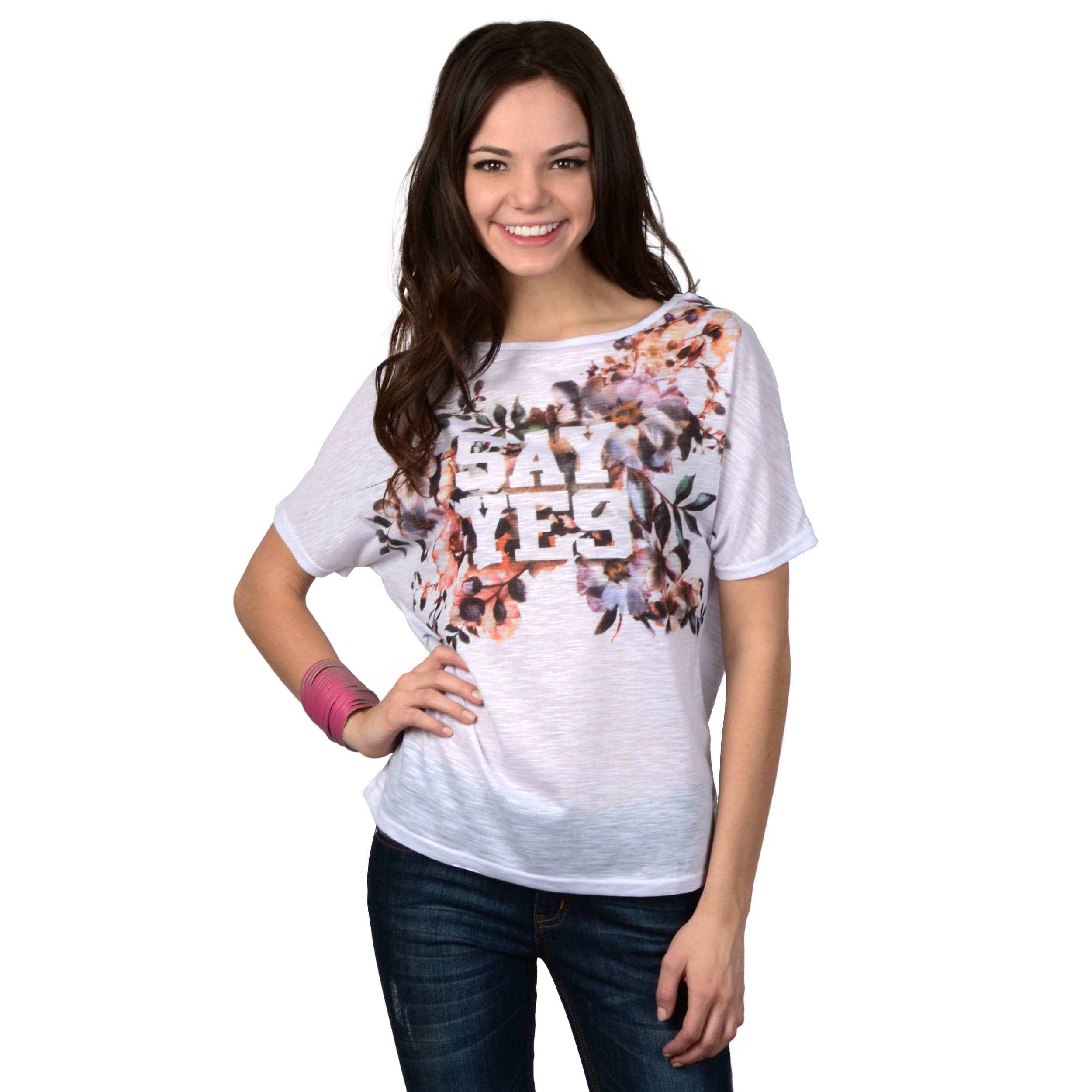 Hailey Jeans Co. Juniors Dolman Sleeve Graphic Print Tee