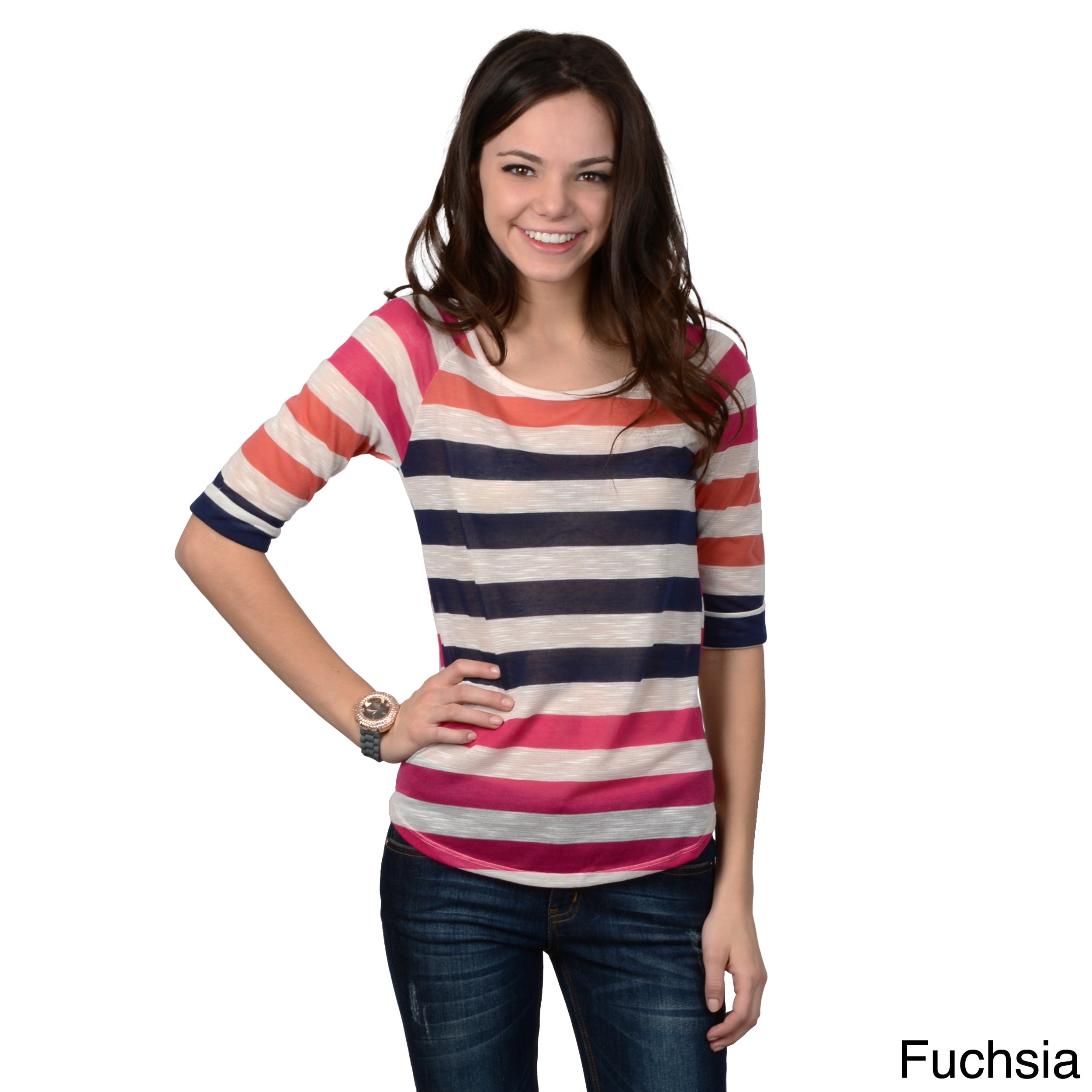 Hailey Jeans Co. Juniors Striped Half sleeve Top