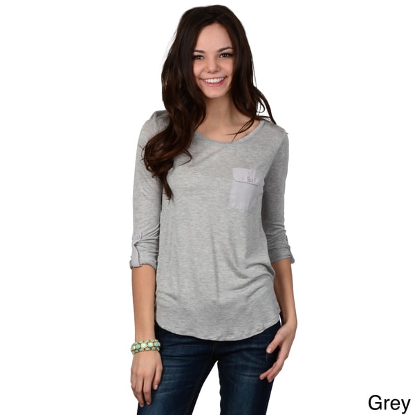 Hailey Jeans Co. Juniors Pocket Detail Roll sleeve Top  