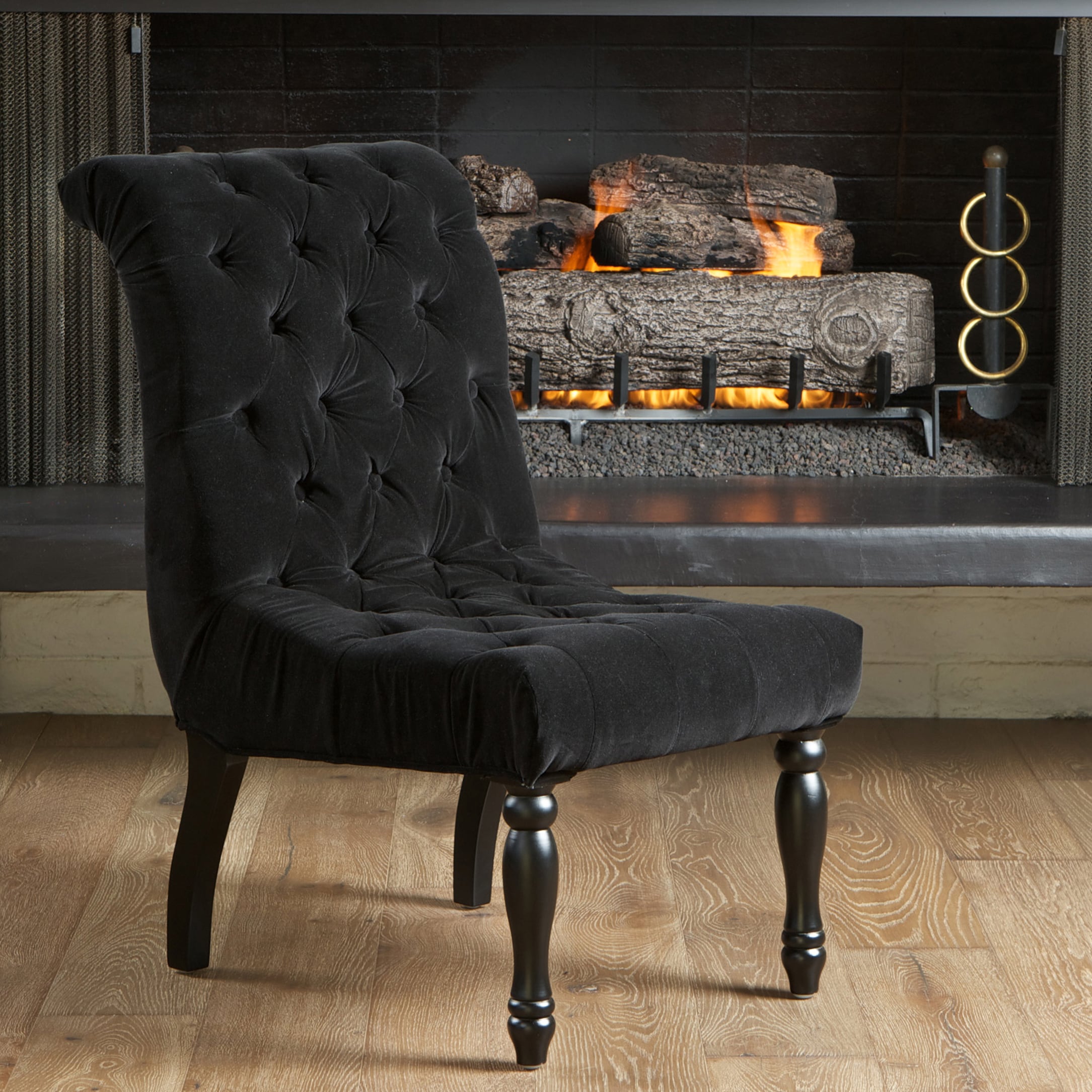 Christopher Knight Home Coleman Black Tufted Velvet Accent Chair