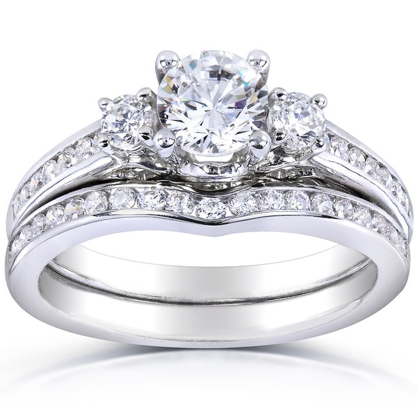 Shop Annello by Kobelli 14k White Gold 3/4ct TDW Three Stone Diamond 2 ...