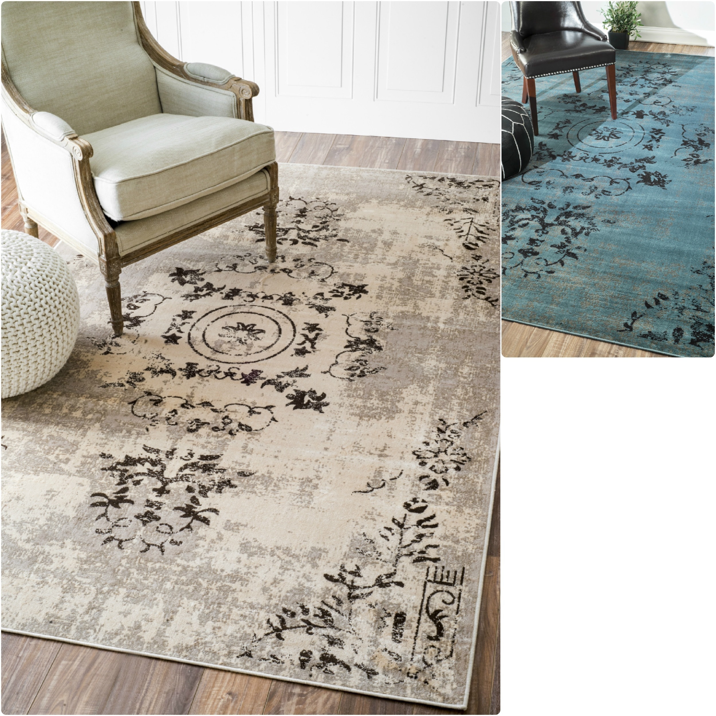 Nuloom Oriental Vintage Viscose Ashton Ivory Rug (78 X 96)