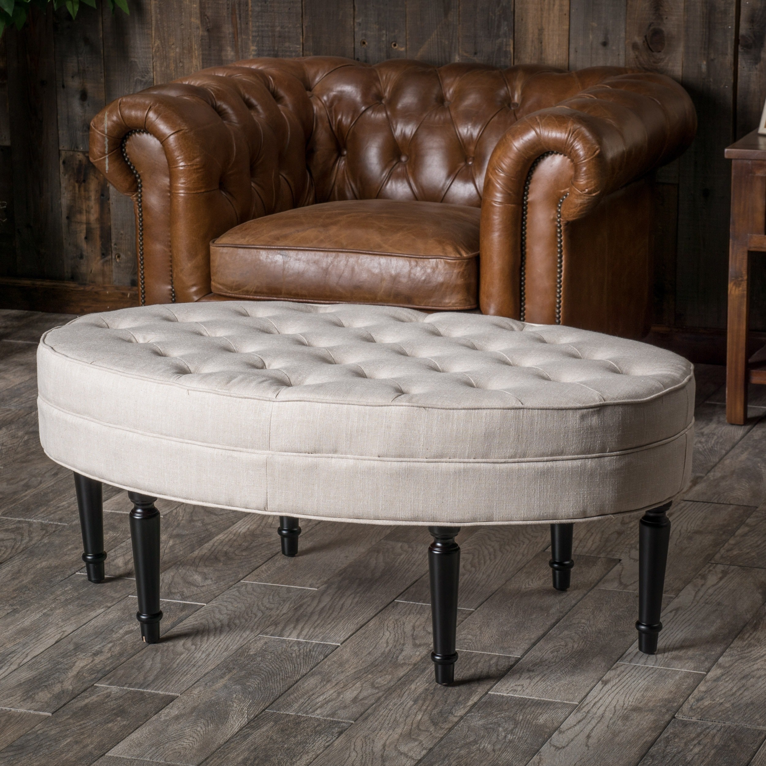 Christopher Knight Home Fielding Light Beige Fabric Ottoman