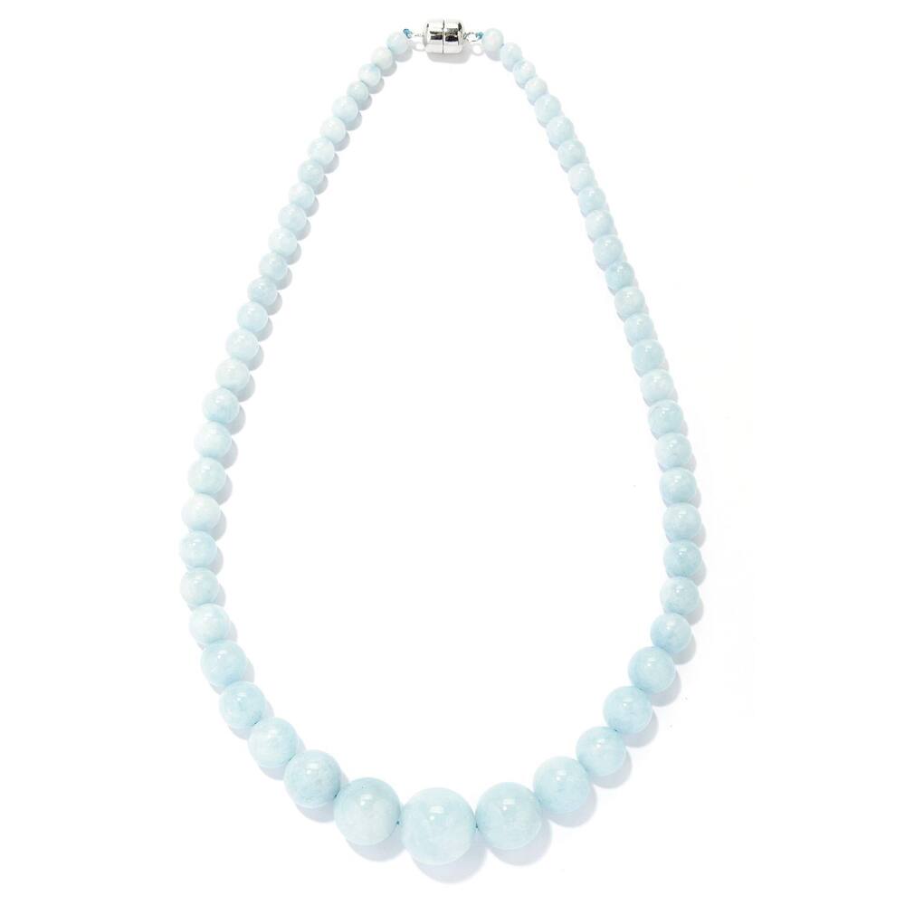 Sterling Silver Aquamarine Bead Necklace